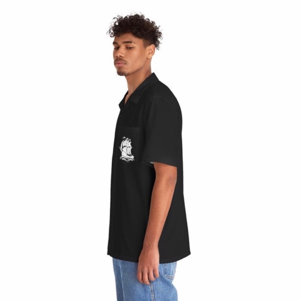 Black Summer men Hawaiian boat shirt